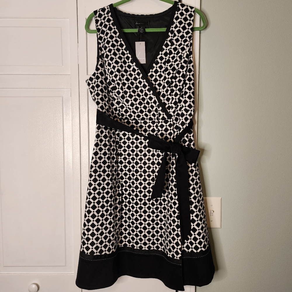 Lane Bryant Faux Wrap Dress Black & White - 18 NWT